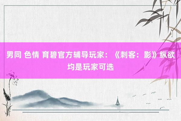 男同 色情 育碧官方辅导玩家：《刺客：影》纵欲均是玩家可选