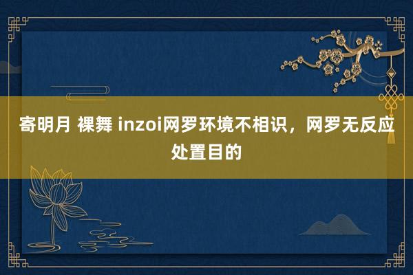 寄明月 裸舞 inzoi网罗环境不相识，网罗无反应处置目的